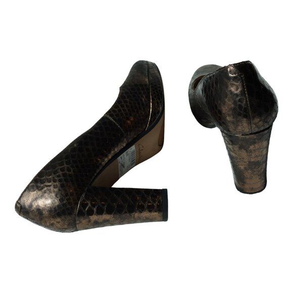 Clarks Narrative Women's SIZE 7.5 Kendra Sienna Bronze Leather Heels Pumps - Picture 5 of 10